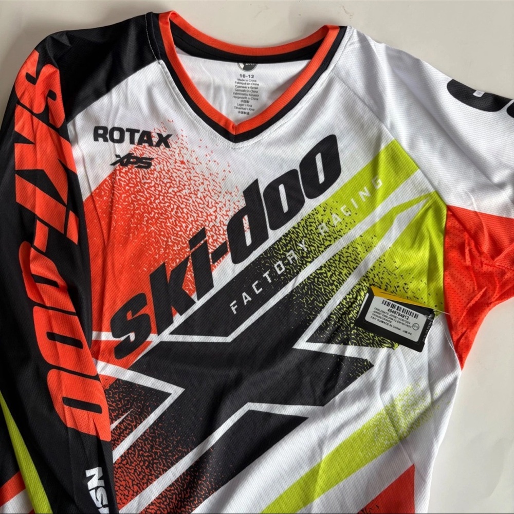 Ski-Doo Kids Factory Racing Jersey - Red, Black, White, Green Sz 10-12 NWT